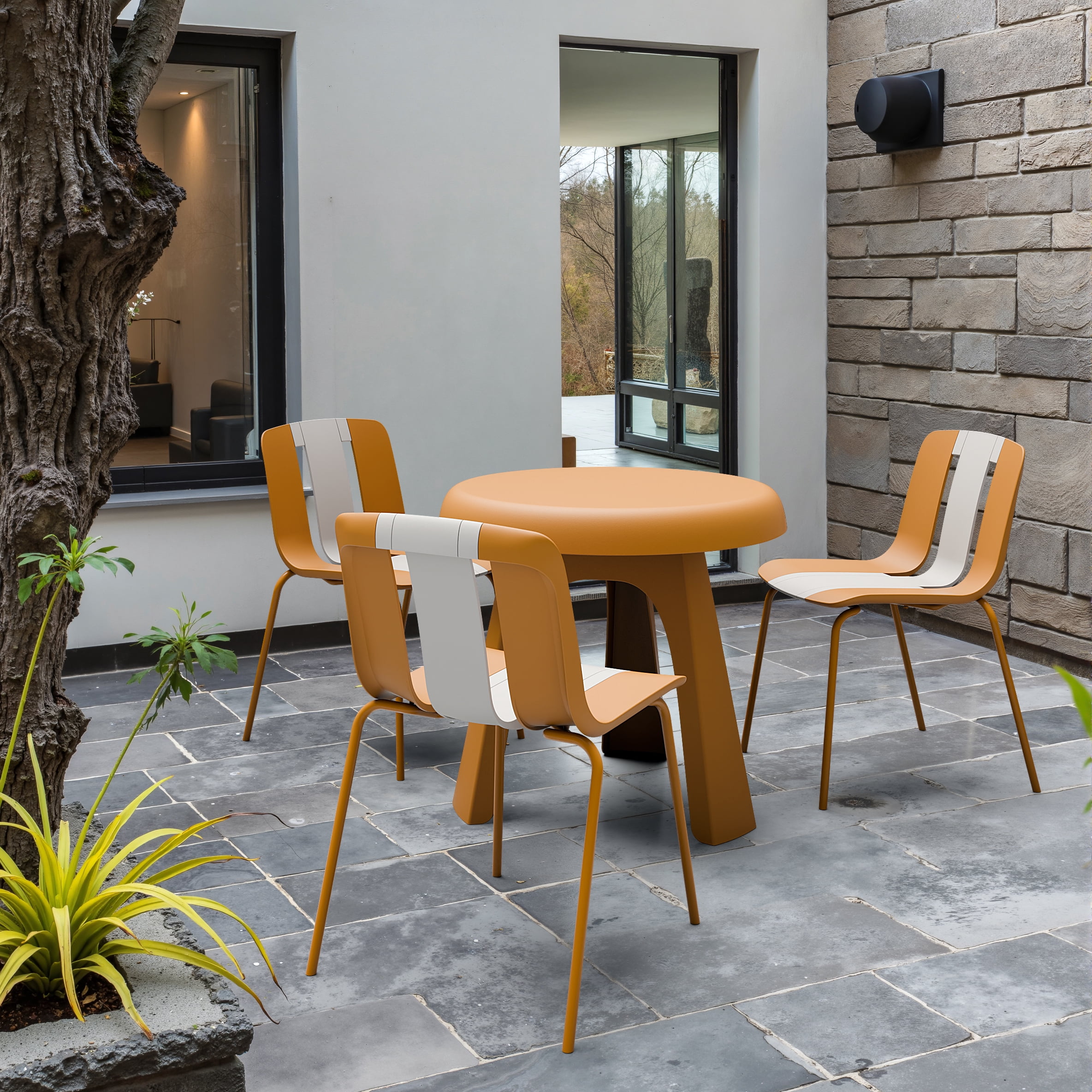 4 Pack Chairs, Indoor Outdoor PP Plastic Seat & Sturdy Metal Legs, for Living Room, Balcony, Cafe, Terrace