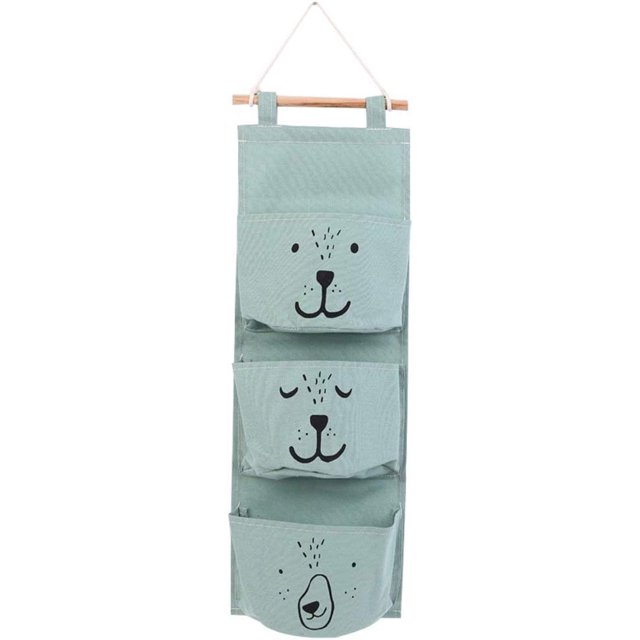 Bolsa de almacenamiento colgante de tela de lino para bebé, organizador montado en la pared Retro con bolsillos