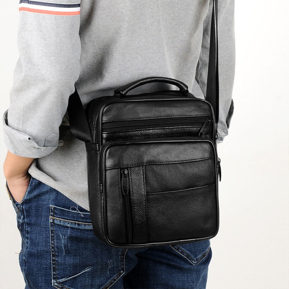 8.26*3.93*9.84in Men's Genuine Leather Handbag Shoulder Bag Fashion Cross Body Messenger Business