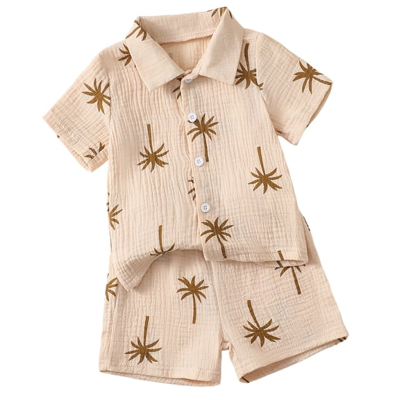 EnJoCho Baby Boys Clothes Set Toddler Boys Button-down Shirt Tops Cotton Gauz𝖾 Shorts Summer Outfit 2PCS