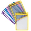 Dry Erase Pockets - 12-Pack Reusable Plastic Sheet Protectors, Shop Ticket Holders for Office, Classroom, School, Education Supplies, 2 of Each 6 Colors, Fit 6 x 9 inches Paper