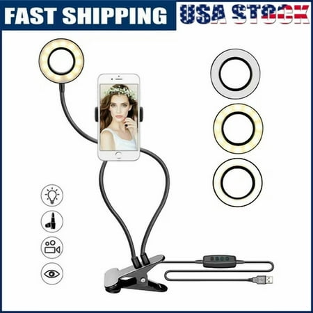 CRESTIN- Led Selfie Ring Light With Cell Phone Holder Stand For Makeup Stream Live Lamp