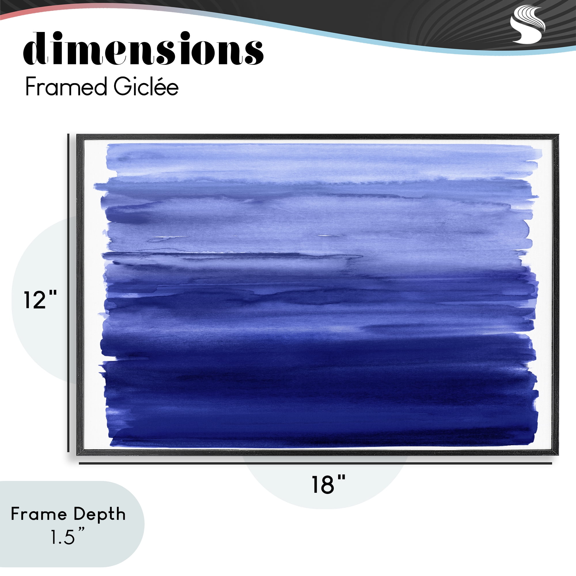 Stupell Industries Oceanic Ombre Blue Black Framed Giclee Art, design by Allie Corbin