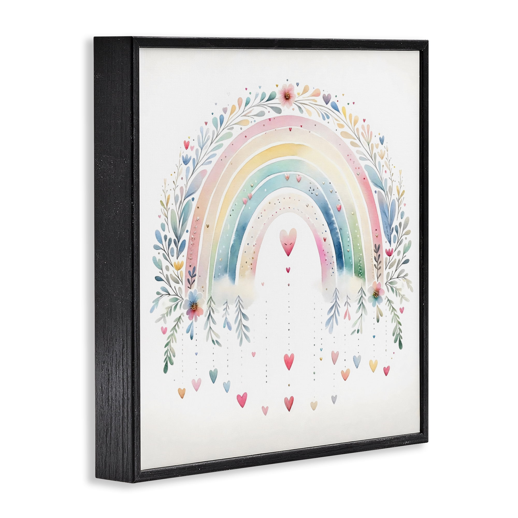 Stupell Industries Rainbow with Hanging Hearts Black Framed Giclee Art, design by Creative Studio