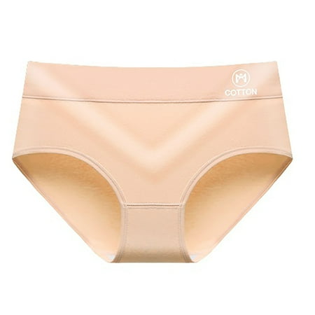 DQRPSEETB Women s Solid Color Mid High Waist Cotton Material High Stretch Plus Size Loose Comfortable Fit Casual Underwear Soft Breathable Panties