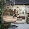 2Person Wicker Swing Chair with Stand, Cushion, Cover for Indoor