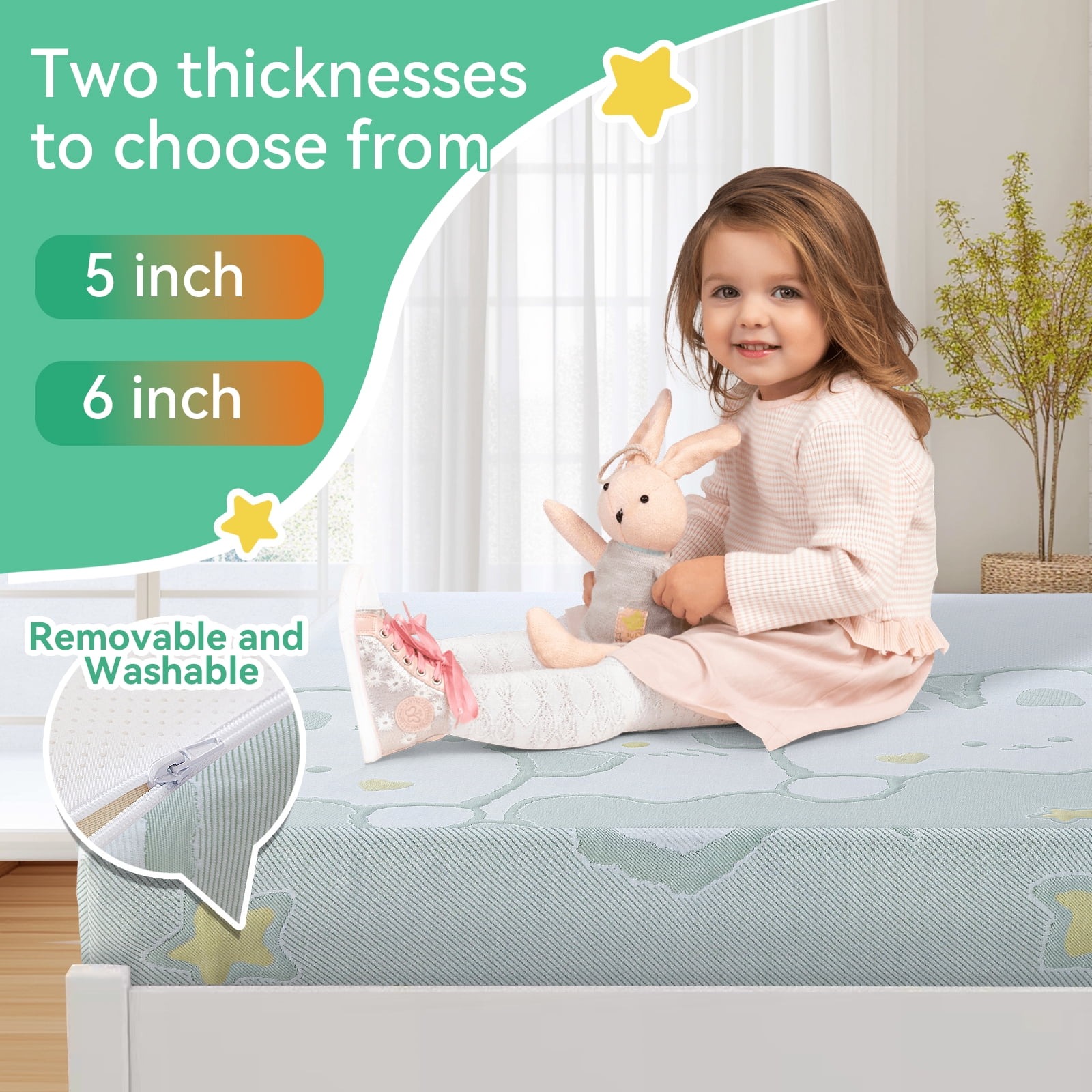 VFD 5" Gel Memory Foam Mattress, Medium Feel, Twin-XL