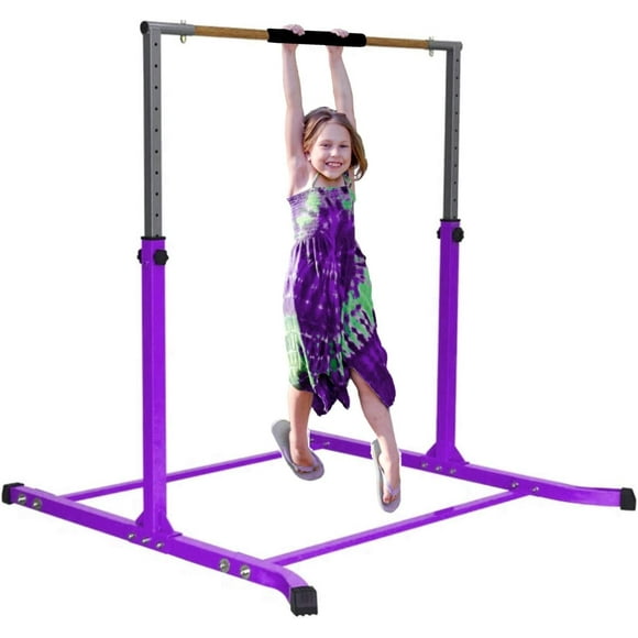 Balançoire Barre Kip de Gymnastique Barre Horizontale Haut de Gamme pour Enfants Filles et Garçons Barre de Gymnastique Junior, Hauteur Réglable de 3 à 5 Pi Équipement de Gym à Domicile pour l'Entraînement de Gymnastique à Domicile Intérieur et Extérieur, Violet