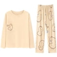 thumbnail image 3 of Delayuji Women's Long Sleeve Pajama PJ Set Soft Cute Cartoon Printed Sleepwear Loungewear Long Sleeve Top and Pants 2 Piece PJ Sets M-5XL, 3 of 3