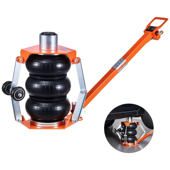 KFFKFF 3 Ton/6613 lbs Triple Bag Air Jack with Support Rod, Adjustable Handle, and Heightened Column, Lifts Up to 18.5 inches, 1-6 Second Pneumatic Lift for Cars, SUVs, and Trucks