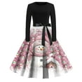 thumbnail image 2 of Christmas Dresses for Women Christmas Print Flare Dress For Women Long Sleeve Dress Hollow Party Casual Dresses with Round Neck for Christmas Party,Pink,5XL, 2 of 5