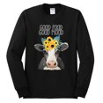 thumbnail image 2 of Wild Bobby, Good Food Good Mood Funny Cute Cow Animal Lover Mens Long Sleeve Shirt, Black, Small, 2 of 3