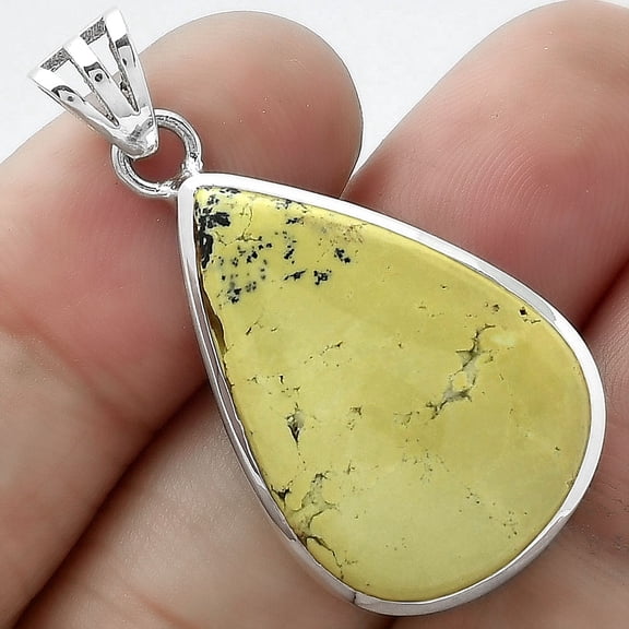 Natural Lemon Chrysocolla - Brazil 925 Sterling Silver Pendant Jewelry SDP102370