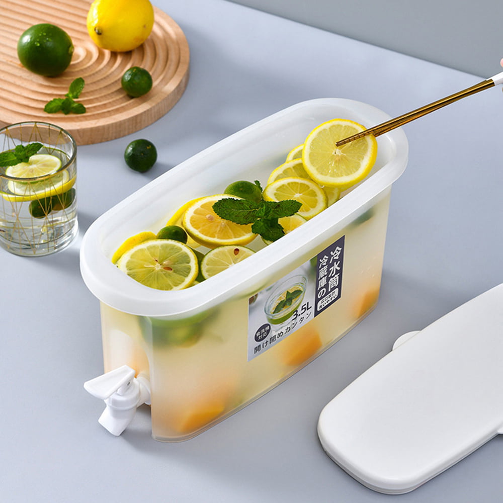 Fridge Juice Container Household Stuff3.5L Drink Dispenser with Spigot No  Odor Transparent Great Seal Filtering Plate Drink Stor