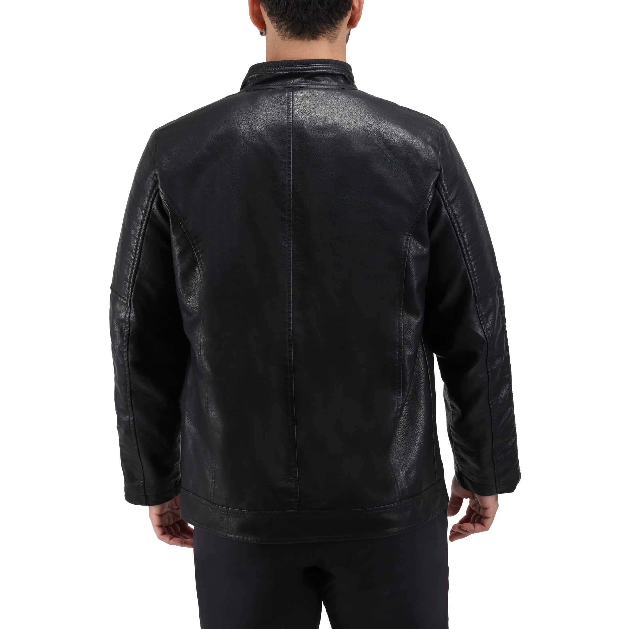 X RAY Jeans Mens Grainy PU Leather Moto Jacket, Black, XL