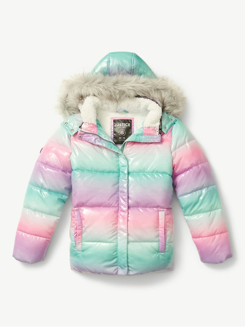 Manteau D'hiver Fille Justice, Camouflage Coloré, Taille 6/7, Packable - Neuf Avec étiquettes
