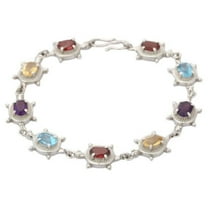 VR Jewels 9 Carat Multi Gemstone Link Bracelet Gift for Her in 925 Sterling Silver Party Wear Women Jewelry