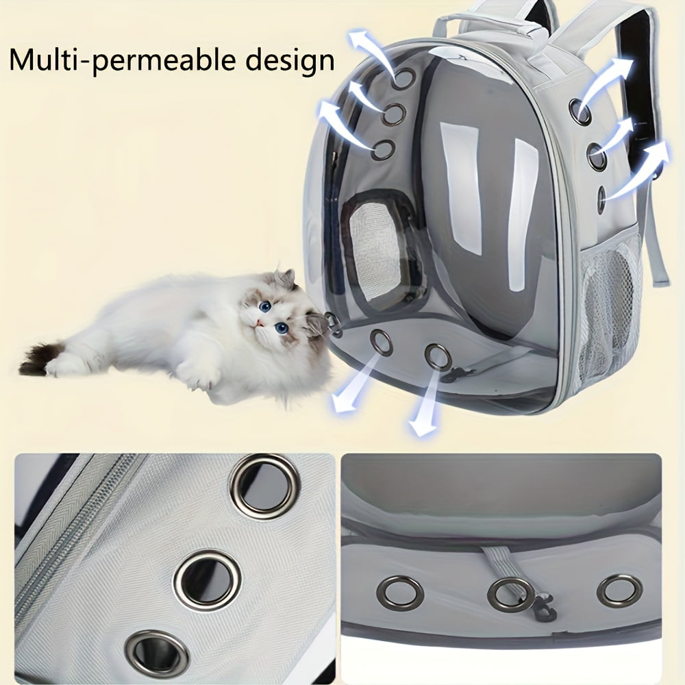 Space Capsule Pet Carrier Backpack, Breathable Transparent Travel Carrier for Cats Small Dogs, Zippered Portable for Outdoor Adventures Pet Travel Bag