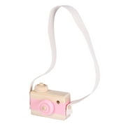 Wooden Mini Camera Toy Kids' Room Hanging Decor Photo Taking Props Birthday Christmas Gift for Children Kids (Pink)