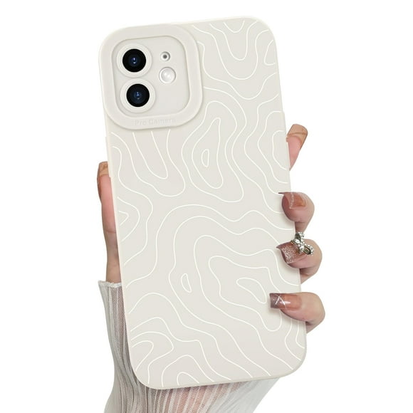 Funda de teléfono MZELQ para iPhone 12 Silicone Wave Ripple White