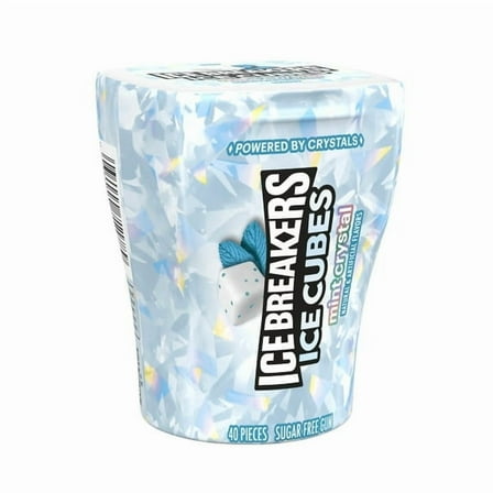 Ice Breakers Ice Cubes Mint Crystal Flavored Sugar Free Chewing Gum, Bottle 3.24 oz, 40 Pieces pack of 2