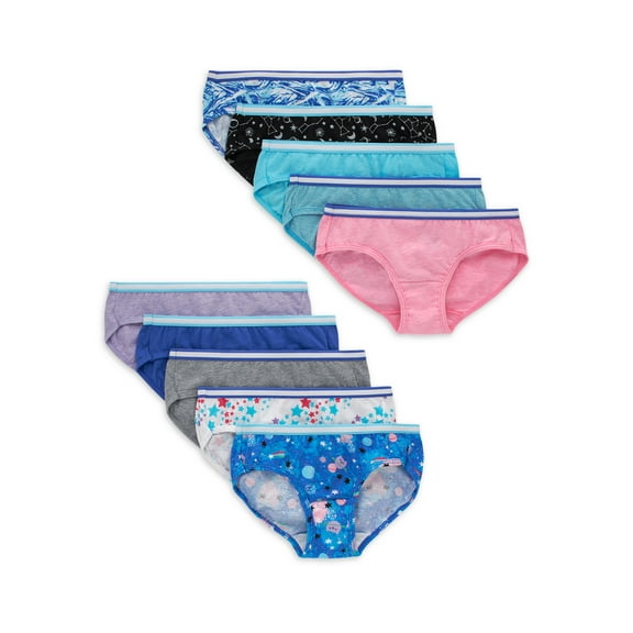 Hanes Girls' Sparkle Cotton Hipster, 10 Pack