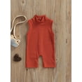 thumbnail image 2 of Gureui Toddler Infant Baby Girls Summer Romper, Casual Solid Color High Neck Sleeveless Short Jumpsuit One-Piece Clothes, 2 of 9