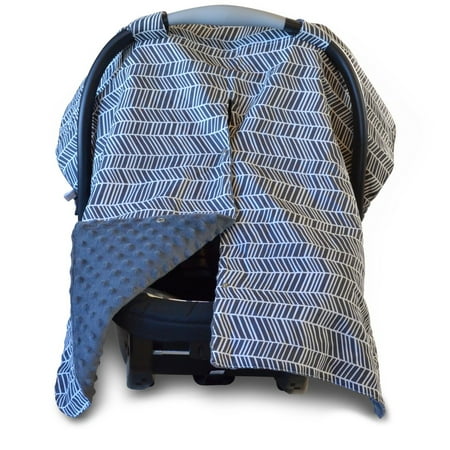 - Kids N' Such 2 in 1 Car Seat Canopy Cover with Peekaboo Opening™ - Large Carseat Cover for Infant Carseats - Best for Baby Girls and Boys - Use as a Nursing Cover - Herringbone with Grey Dot Minky