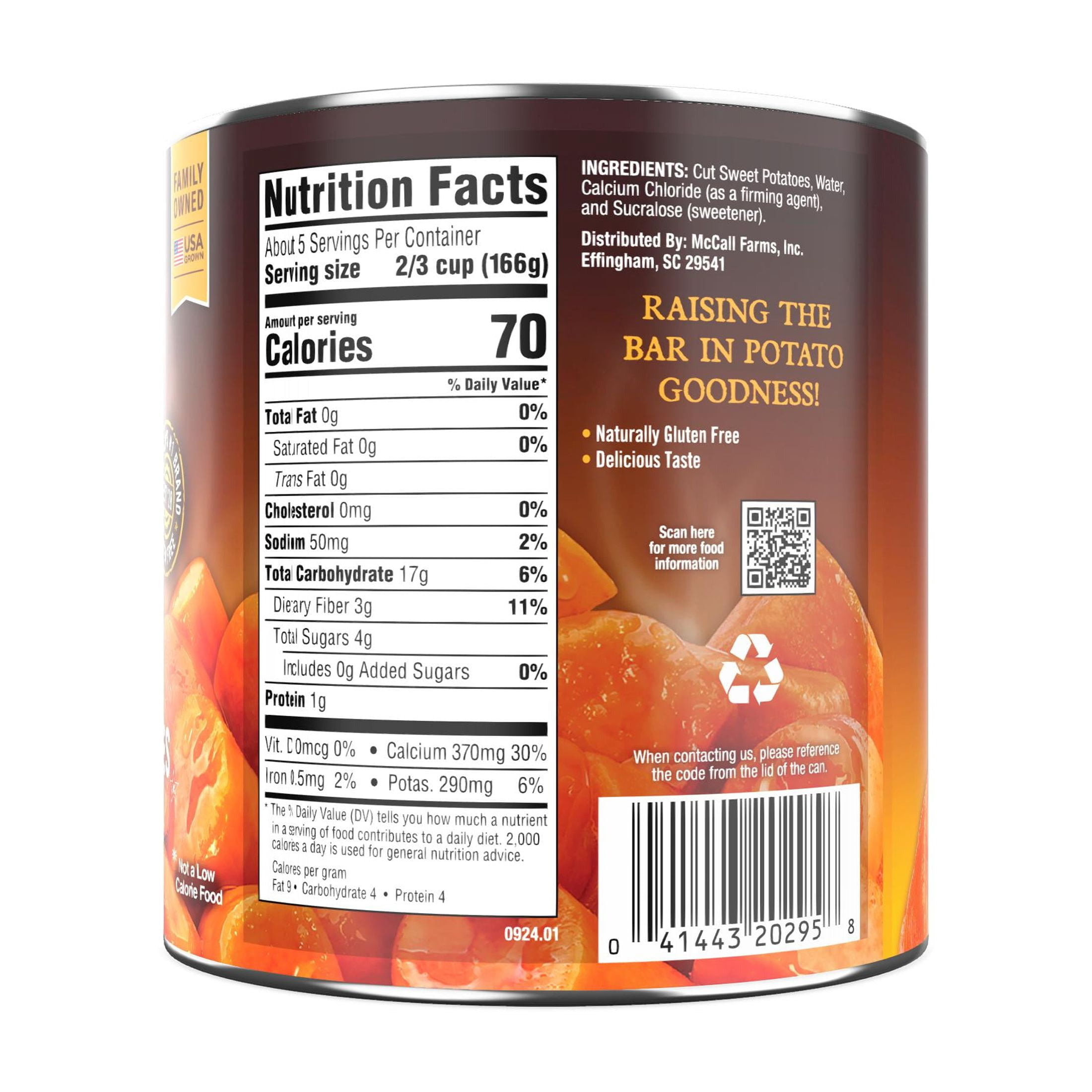 Bruce's Yams Cut Sweet Potatoes with Splenda,29 oz., Can