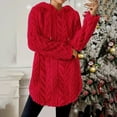 thumbnail image 4 of ManxiVoo Women's Hooded Jacquard Sweater Long Sleeve Fit and Flare Drawstring Casual Winter Pullover M Size Red, 4 of 8