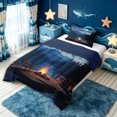 thumbnail image 3 of meiyoeat Forest Lake Camping Twin Comforter Sets for Men Boys, Moonlight Mountain Lake Campfire Bedding Set, Blue, Blue Reversible, 2 Pieces, 1 Comforter and 1 Pillowcase, 3 of 5