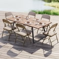 thumbnail image 6 of Nazhura Adult Modern Metal Indoor Patio Padded and with Back Folding & Stacking Chairs, Oatmeal Strip Fabric (Set of 4), 6 of 8