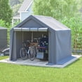thumbnail image 2 of 8x8 ft Outdoor Storage Shelter Shed- Waterproof & UV-Resistant Heavy Duty Storage Tent with Roll-up Door, Portable Garage Storage shed for Bike, ATV, Motorcycle Shelter, Gray, 2 of 8