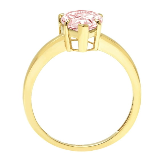 1.5 ct Pear Cut Simulated Pink Diamond Solitaire Engagement Ring for Women in 18K Yellow Gold