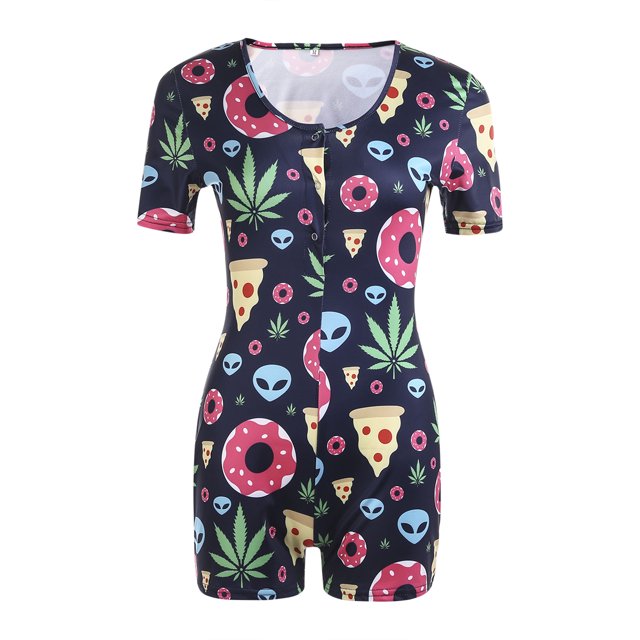 Femmes Sexy Body Manches Courtes Profond V Cou Combinaisons Shorts Pyjama Tenue
