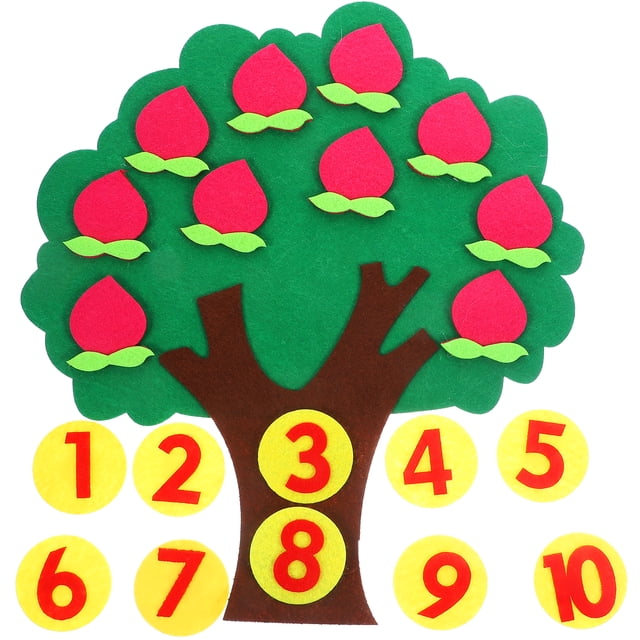 1 juego de árbol frutal no tejido, juguete cognitivo digital para contar frutas