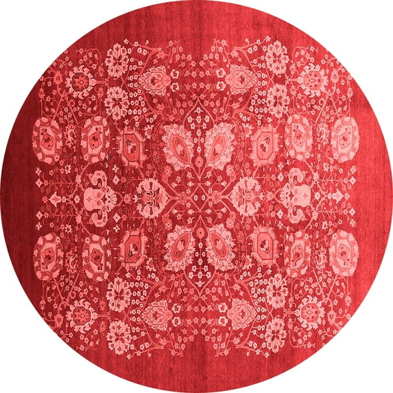 Ahgly Company Indoor Round Oriental Red Industrial Area Rugs, 4' Round