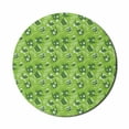 thumbnail image 1 of Tea Party Mouse Pad for Computers, Tea Time Theme with Teapots and Cups Blooming Daisy Chamomiles, Round Non-Slip Thick Rubber Modern Gaming Mousepad, 8" Round, Lime Green Dark Green, by Ambesonne, 1 of 2