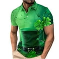 thumbnail image 2 of guisaled St Patricks Day Shirts Mens Short Sleeve Golf Shirt Button Henley Collared T Shirt Clover Graphic Casual Dressy Work Blouses, 2 of 6