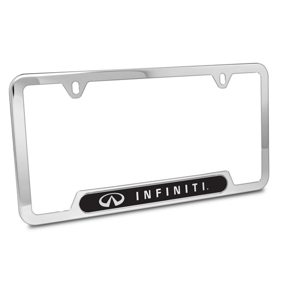 iPick Image for Infiniti in 3D Embossed Black Insert Chrome Finish 50 States Stainless Steel License Plate Frame, Official Licensed