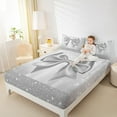 thumbnail image 4 of Manfei Fashion Grey Bow-tie Queen Sheet Sets, Bling Stars Print Flat Sheet, Teen Kid Girl Female Queen Fitted Sheet, Lightweight Room Decor, 4 Pieces, 4 of 7