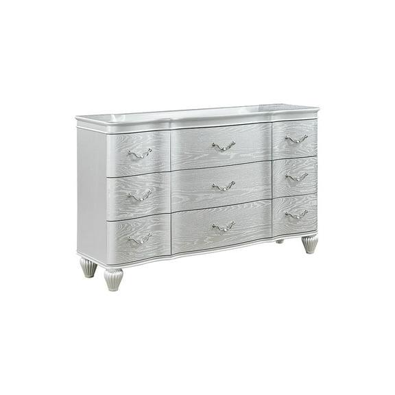 Landmark Traditional Style  9-Drawer Desser Made With Wood in Silver