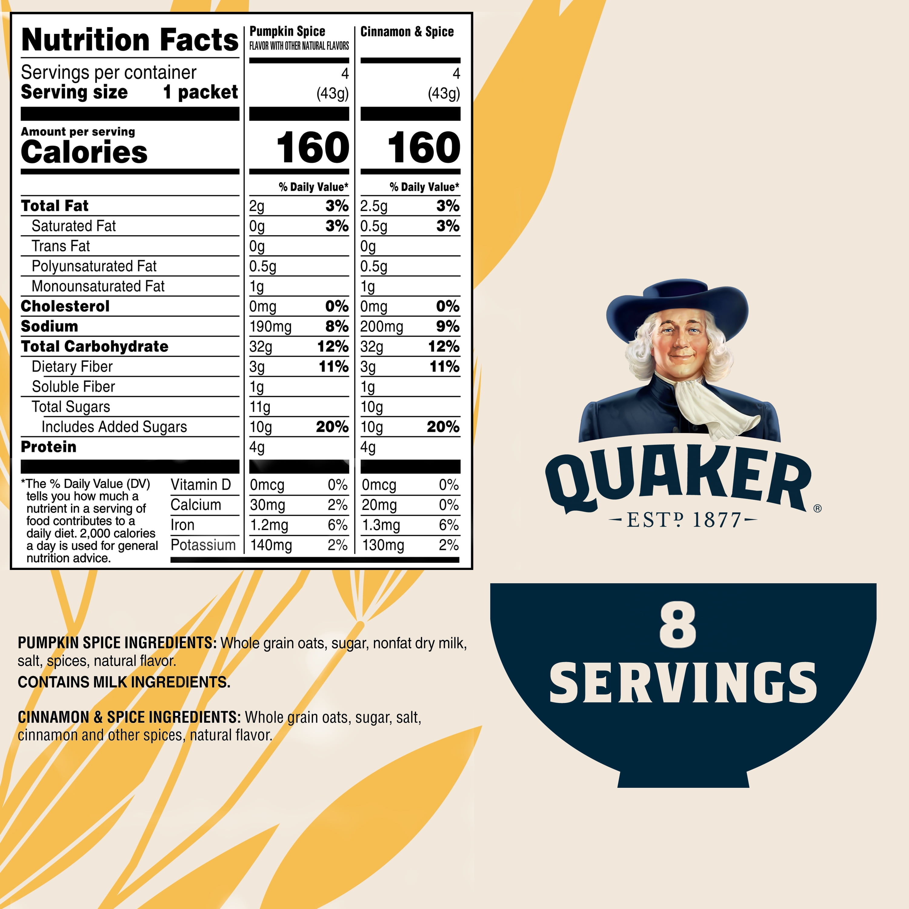 (3 pack) Quaker Instant Oatmeal Variety Pack, 1.51 oz 8 Count