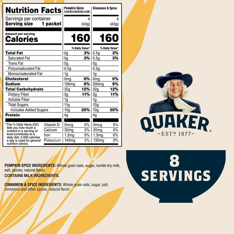 Quaker Instant Oatmeal, Quick Cook, Fall Favorites Variety Pack