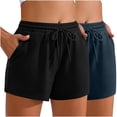 thumbnail image 1 of Plebaso 2 Pack Womens Sweat Shorts Casual Drawstring Running High Waisted Athletic Shorts with Pockets, 1 of 6