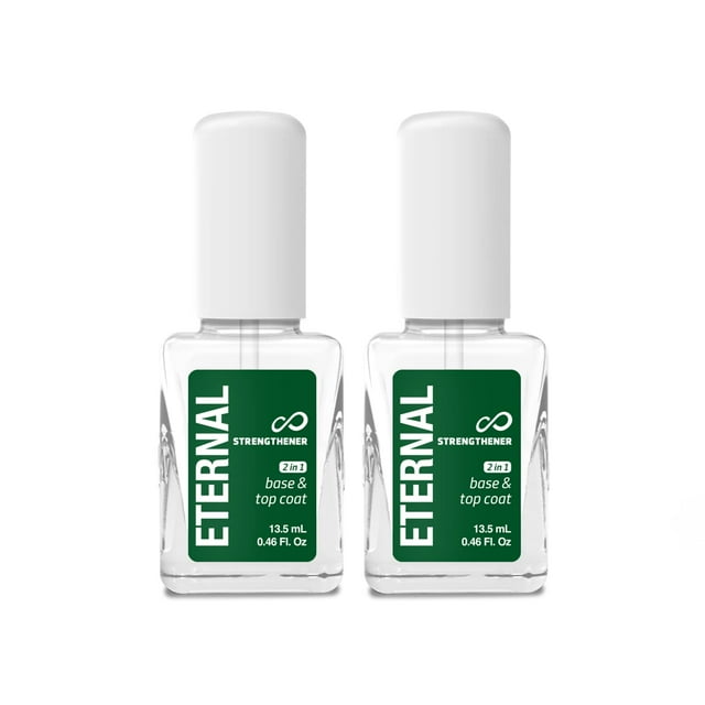 Endurecedor de uñas Eternal 2 en 1, capa base y capa superior - 13,5 ml. Fortalecedor de uñas con acabado brillante de larga duración para uñas fuertes, extensión de esmalte y tratamiento para un crec