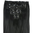 thumbnail image 3 of Nvzi Extensiones de cabello sintético con clip, de 24" de largo, ondulado y rizado, para toda la cabeza, de color negro oscuro, 3 of 3
