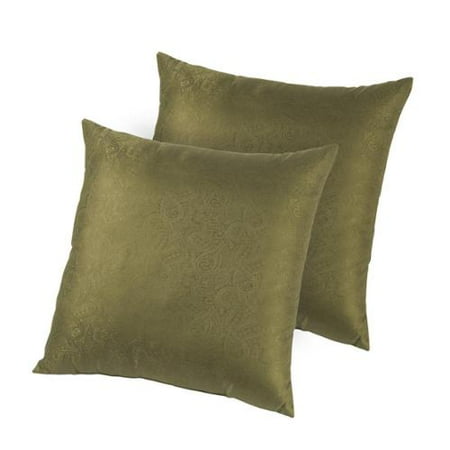 Hotel Madison Silk Jacquard Down-like Decorative Pillows (Set of 2) Olive - Walmart.com