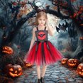 thumbnail image 2 of Kids Halloween Costume Cosplay Dress Gothic Witch Bat Winged Party Outfit Elegant Style Stage Performance, 2 of 8