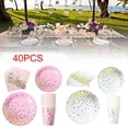 thumbnail image 3 of 40Pcs/Set Disposable Paper Plates Cups Napkins Tableware Kit for Birthday Wedding Party, 3 of 6